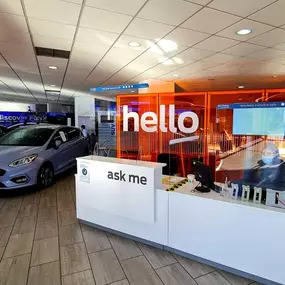 Reception desk inside of the Ford Wolverhampton showroom