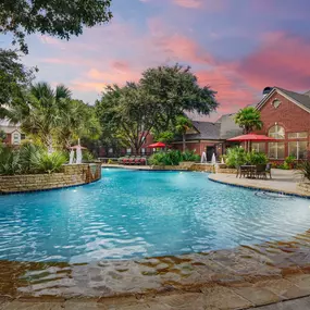 Swimming pool at dusk