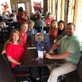 The team enjoying a nice lunch together