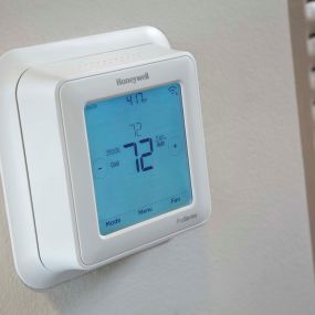 Honeywell smart thermostat at Camden Brickell Apartments in Miami, FL.