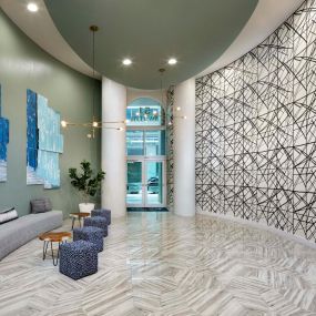 Lobby entrance as you enter your new home at Camden Brickell Apartments in Miami, FL.