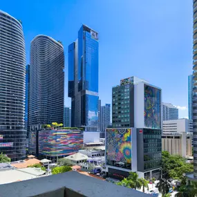 Balconies with views at Camden Brickell apartments in Miami, FL