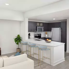 Studio apartment home kitchen at Camden Brickell apartments in Miami, FL