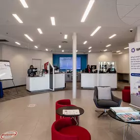 Inside the lobby of a credit union in Galveston