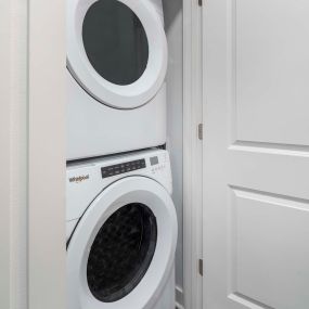 Camden Tempe West Apartments in Tempe Arizona full size stackable washer and dryer in a contemporary apartment home