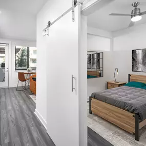 camden tempe west apartments tempe az studio sleeping area and barn door