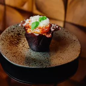 Heritage tomato and goat's cheese muffin