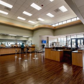 Inside the lobby of a credit union in Pearland