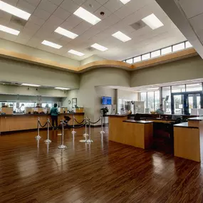 Inside the lobby of a credit union in Pearland