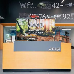 Our receptionist at Gillman Jeep is waiting to greet you!