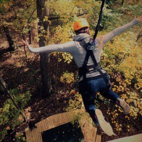Freefall experience on our Zip Rush zip line tour at ZipZone Outdoor Adventures in Columbus, Ohio.