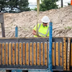 team member working on I-96 concrete construction