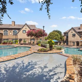 Front pool with two levels at Camden Shadow Brook apartments in Austin, TX