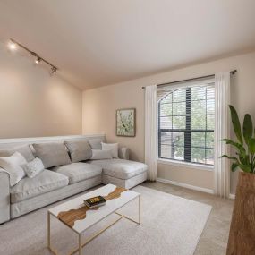 Top floor living room with high ceilings at Camden Shadow Brook in Austin, TX