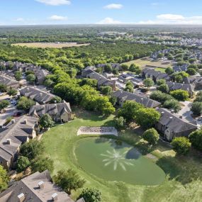 Aerial view of Camden Shadow Brook with fountain