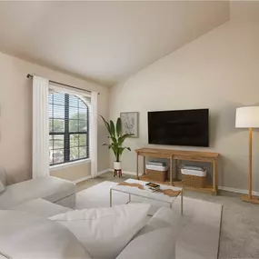 Second floor living room with vaulted ceilings at Camden Shadow Brook in Austin, TX