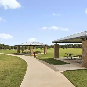 Onion Creek Metro Park pavilions near Camden Shadow Brook apartments in Austin, TX