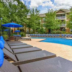 Resort style pool with expansive sundeck