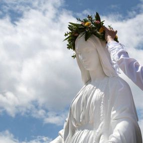 In May each year, we have a celebration which consists of a Mass, song, prayer and we crown one of our beautiful statues of Mary. Visit our website for more information.