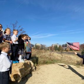 We teach our students here at Ave Maria Academy about America and the respect we have for our country. Our students even know the pledge of allegiance!