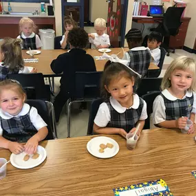 Snack time at Ave Maria Academy keeps those little brains fueled!