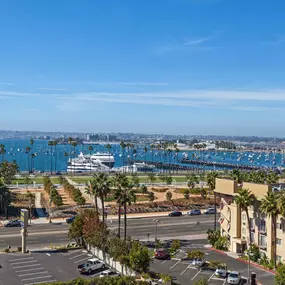 View of nearby boat harbor