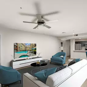 Living room alongside bedroom