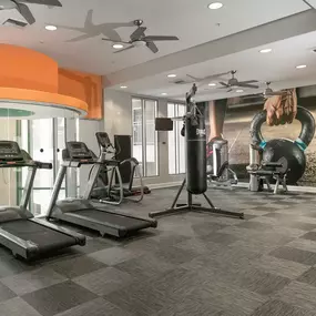 24 hour fitness center with cardio and strength training equipment