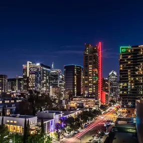 Neighborhood skyline at night