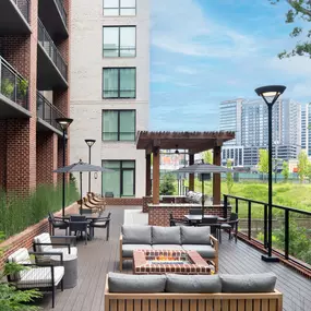 Courtyard with grills adjacent to Building 500 at Camden Buckhead in Atlanta GA