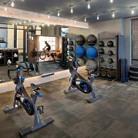 Fitness studio with spin bikes