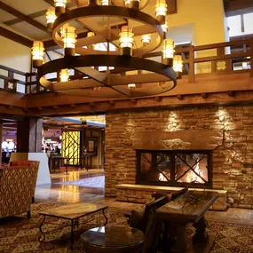 Fireplace near lobby