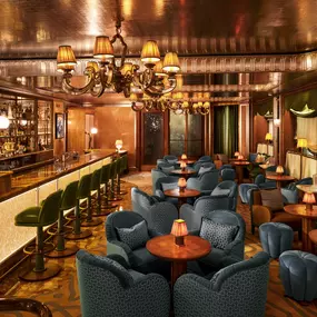 Inspired by the spirit and sophistication of the roaring thirties, the bar's playful, eye-catching atmosphere is simply a delight.
