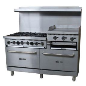commercial gas range with griddle