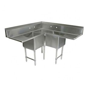 commercial 3 compartment corner sink