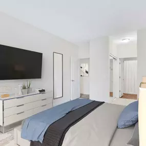 Bedroom with attached bathroom at Camden Fair Lakes