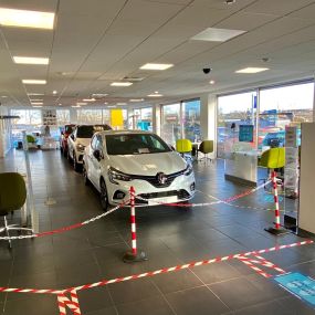 Cars inside the Renault Sunderland showroom