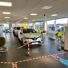 Cars inside the Renault Sunderland showroom