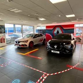 Cars inside the Renault Sunderland dealership