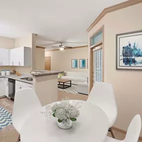 Kitchen with dining space at Camden Holly Springs Apartments in Houston, TX