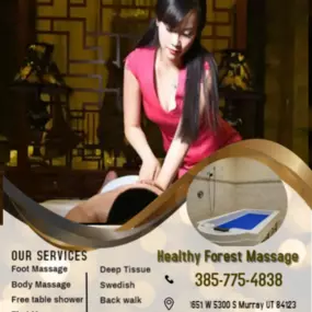 Massage techniques are commonly applied with hands, fingers, 
elbows, knees, forearms, feet, or a device. 
The purpose of massage is generally for the treatment of 
body stress or pain.