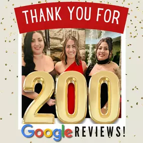 We'd like to thank our amazing customers for 200 Google Reviews! We appreciate every single one of you!