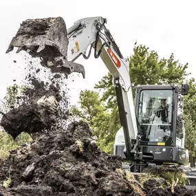 A Bobcat E60 compact excavator