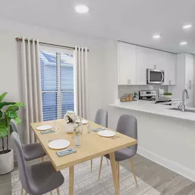 Dining area adjacent to kitchen at Camden Fairview in Charlotte NC