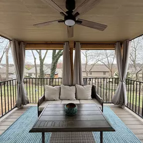 We built this covered deck for our clients in Lenexa, KS using Deckorators decking and fascia to create an outdoor space for them to enjoy for years to come.