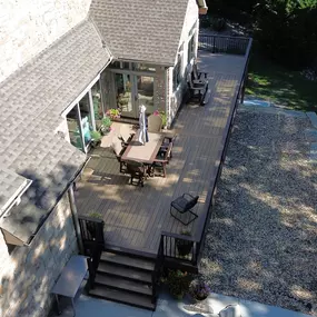 We built this beautiful deck in Fontana, KS. We used TimberTech Azek decking and fascia with Westbury handrail.
