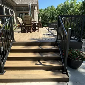 We built this beautiful deck in Fontana, KS. We used TimberTech Azek decking and fascia with Westbury handrail.