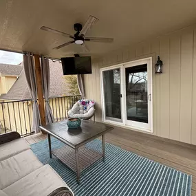 We built this covered deck for our clients in Lenexa, KS using Deckorators decking and fascia to create an outdoor space for them to enjoy for years to come.