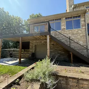 We built this beautiful deck in Fontana, KS. We used TimberTech Azek decking and fascia with Westbury handrail.
