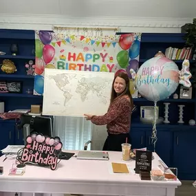 Having the best team comes with perks for sure! 
Coming back into the office to this celebration was a great way to start the week! 
Stay tuned for updates on the map - I'll be putting pins into all the places we've been!!